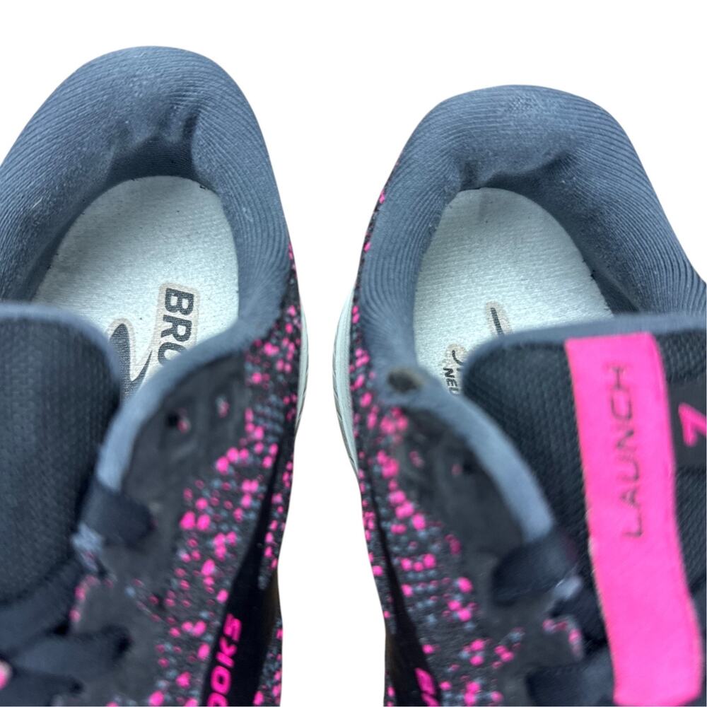 Brooks Launch 7 Women 9.5 Running Shoes Black Pink Mesh Knit 1203221B083 - Picture 8 of 10